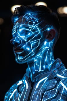 A neural person visualizes biohacking. Modern biohacking.