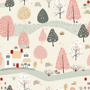 Seamless pattern, tileable autumnal pink country cottage print for wallpaper, wrapping paper, scrapbook, fabric and product design inspiration