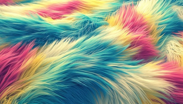 Colorful furry fabric close up, in the style of Plush material.