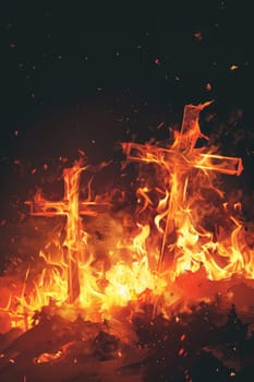 Burning Crosses Illustration: Symbolic Fire