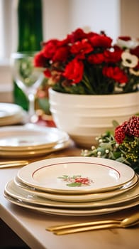 Dishware and crockery set for winter holiday family dinner, Christmas homeware decor for holidays in the English country house, gift set and home styling inspiration