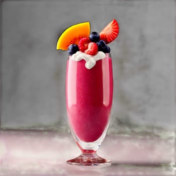 Smoothie thick and nutrient packed with fruit and yogurt bits swirling in a healthy vortex. Food isolated on transparent background.