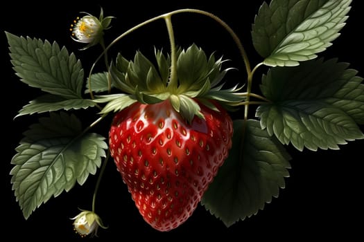 ripe red strawberries on a black background .