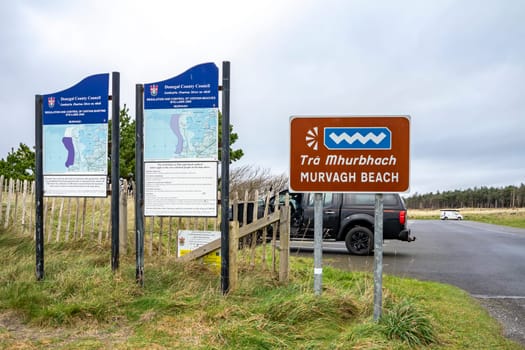 MURVAGH, COUNTY DONEGAL, IRELAND - JANUARY 21 2022 : Sign explaining the beach.