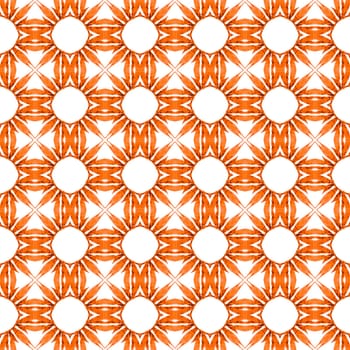Chevron watercolor pattern. Orange resplendent boho chic summer design. Textile ready extraordinary print, swimwear fabric, wallpaper, wrapping. Green geometric chevron watercolor border.