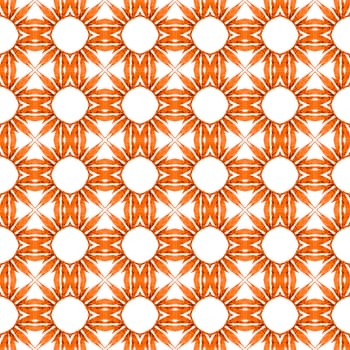 Chevron watercolor pattern. Orange resplendent boho chic summer design. Textile ready extraordinary print, swimwear fabric, wallpaper, wrapping. Green geometric chevron watercolor border.