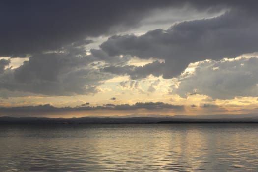 Beautiful sunset at Albufera Lake, Valencia Spain. Europe