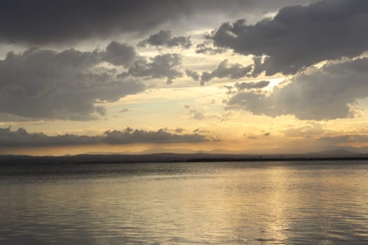 Beautiful sunset at Albufera Lake, Valencia Spain. Europe