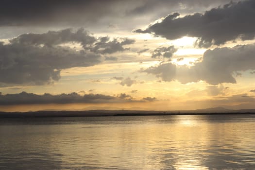 Beautiful sunset at Albufera Lake, Valencia Spain. Europe