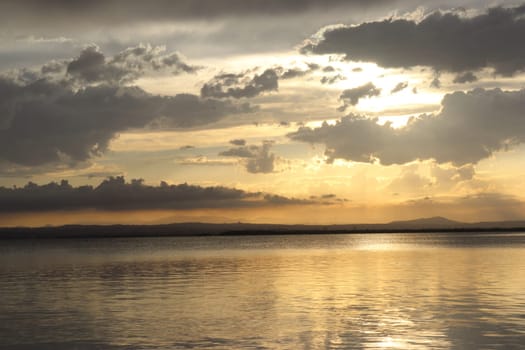 Beautiful sunset at Albufera Lake, Valencia Spain. Europe