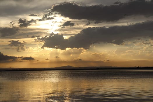 Beautiful sunset at Albufera Lake, Valencia Spain. Europe