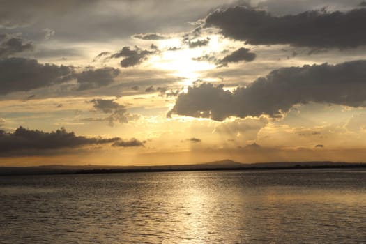 Beautiful sunset at Albufera Lake, Valencia Spain. Europe