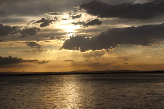 Beautiful sunset at Albufera Lake, Valencia Spain. Europe