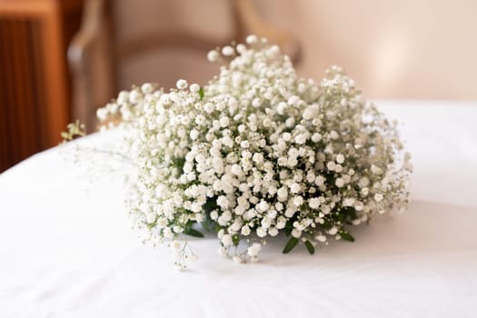 Bouquet of white gypsophila as decoration for a wedding