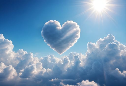 Heartfelt Skies: Love and Sunshine Dance Amidst the Clouds"