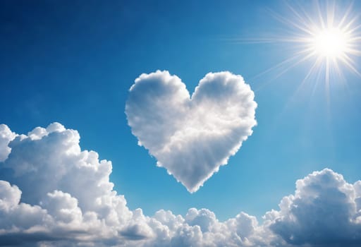 Celestial Serenade: Heart-Shaped Clouds in the Radiant Sky