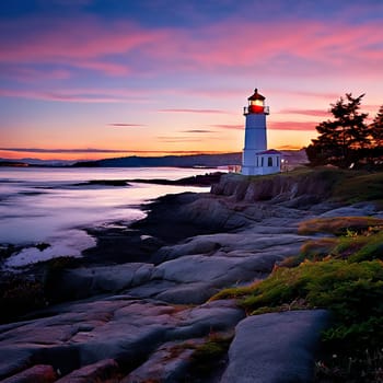 Twilight Majesty: Fisgard Lighthouse Panorama in Evening Light