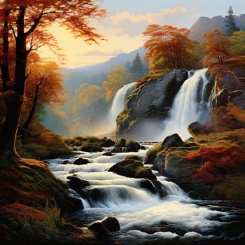 Picturesque Tranquility: Waterfall Wonders of Autumn