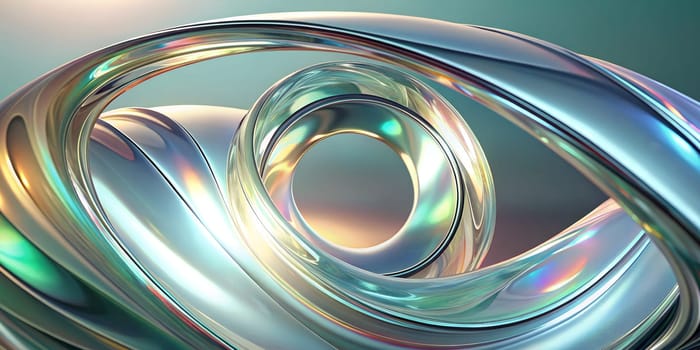 Futuristic holographic abstract horizontal background, smooth flowing shapes, AI generated illustration.