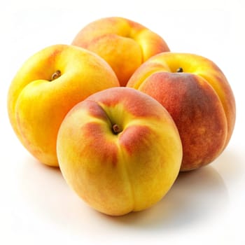 Peaches isolated on a white background. Fresh fruits. Ai generated image