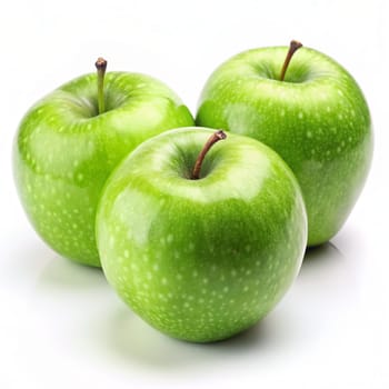 Green apples isolated on white background. Ai generated image