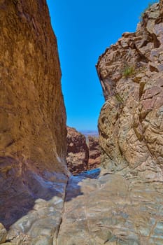 Water carved pouroff of The Window at Big Bend National Park Texas.