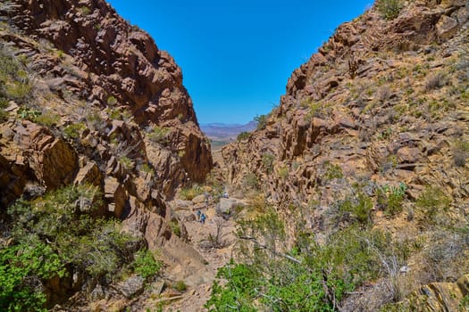 Tourist at The Window at Big Bend National Park Texas.