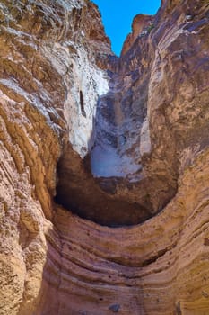 Looking Up at the Dry Fall from Lower Burro Mesa Pouroff in Big Bend National Park, Texas.