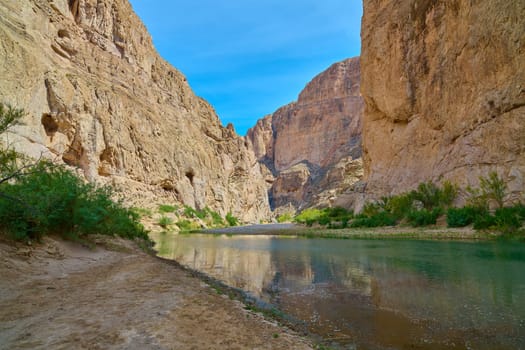 Rio Grande Surrounded by the Walls of the Boquillas Canyon in Big Bend National Park, Texas.