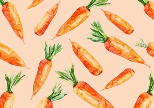 Carrots watercolor seamless pattern illustration for travel, fashion, beauty, art, and more themes