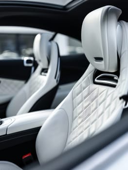 A sophisticated car interior with quilted seats and a sleek design is featured in this image, showcasing the fusion of luxury and comfort in modern automotive design