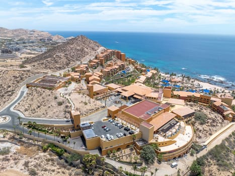 Aerial view of big resorts with pool in Cabo San Jose, Baja California Sur, Mexico