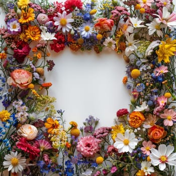 A flowery border with a yellow background. The flowers are orange and white