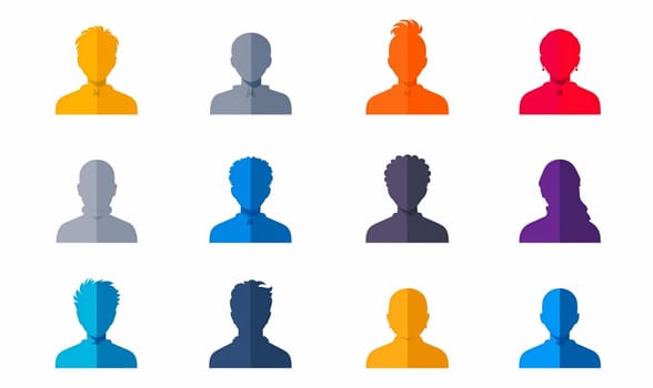 Pictogram of people in color on a white background. Selective soft focus.