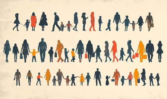 Pictogram of diverse people on a light background. Selective focus