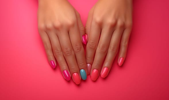 Elegant Pink Manicure Showcased on Hand. Selective focus
