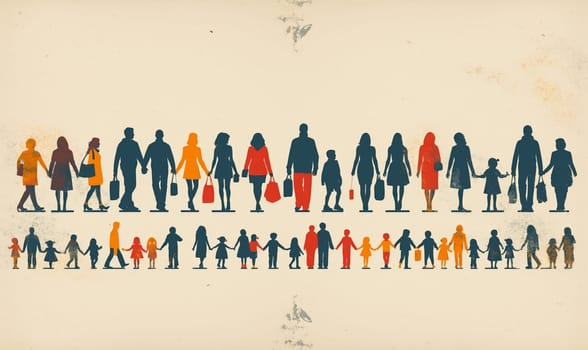 Pictogram of diverse people on a light background. Selective focus