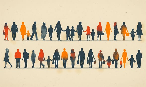 Pictogram of diverse people on a light background. Selective focus