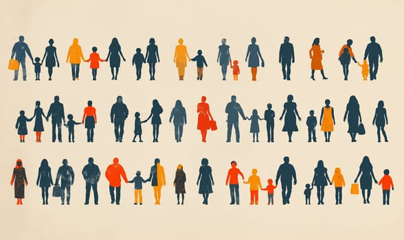 Pictogram of diverse people on a light background. Selective focus