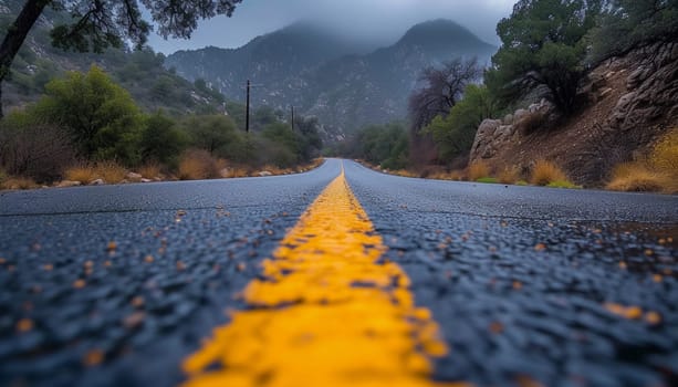 The prospect of a road stretching into the distance, against the background of nature. High quality photo