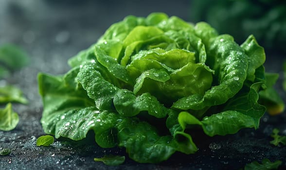 Close-up of green head lettuce. Selective focus.