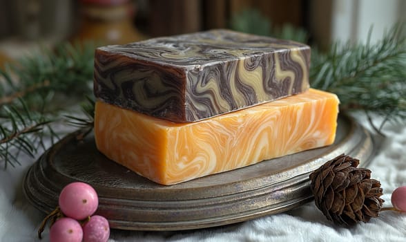 Close-up of handmade soap. Selective focus