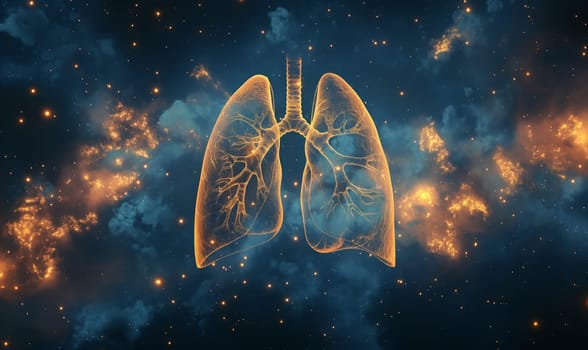 Human lungs on an abstract background. Selective focus