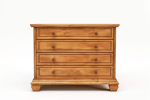 A wooden chest of drawers is displayed on a plain white background.