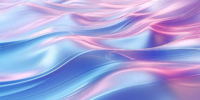 Abstract 3d render. Holographic chrome gradient water waves. Iridescent gradient digital art for banner background, wallpaper