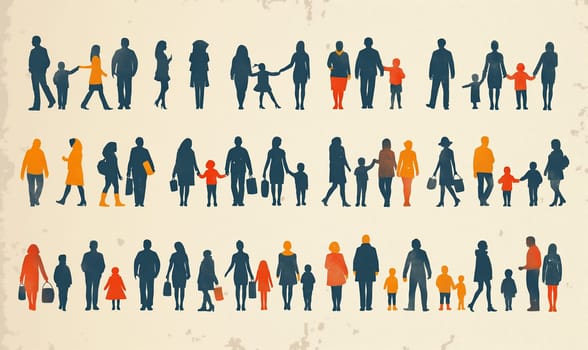 Pictogram of diverse people on a light background. Selective focus