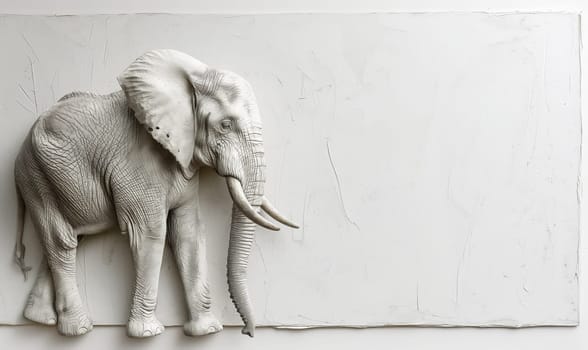 Elephant Standing in Front of White Background. Selective soft focus.