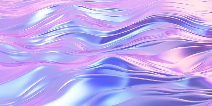 Abstract 3d render. Holographic chrome gradient water waves. Iridescent gradient digital art for banner background, wallpaper