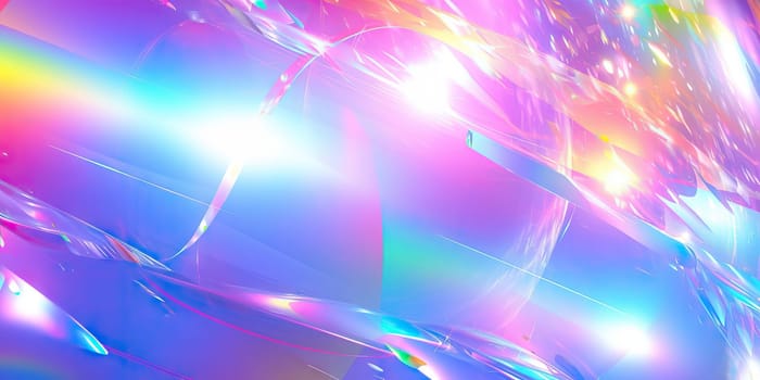 Holographic background with glass shards. Rainbow reflexes in pink and purple color. Abstract trendy pattern. Texture with magical effect