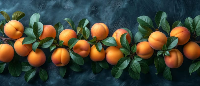 Ripe apricots on the table on a dark background. Selective focus.